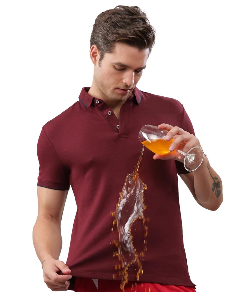 TURMS Men's Modal Solid Polo T-Shirt, Odor Control, Stretchable & Breathable, Jacquard Collared Neck, Half Sleeve