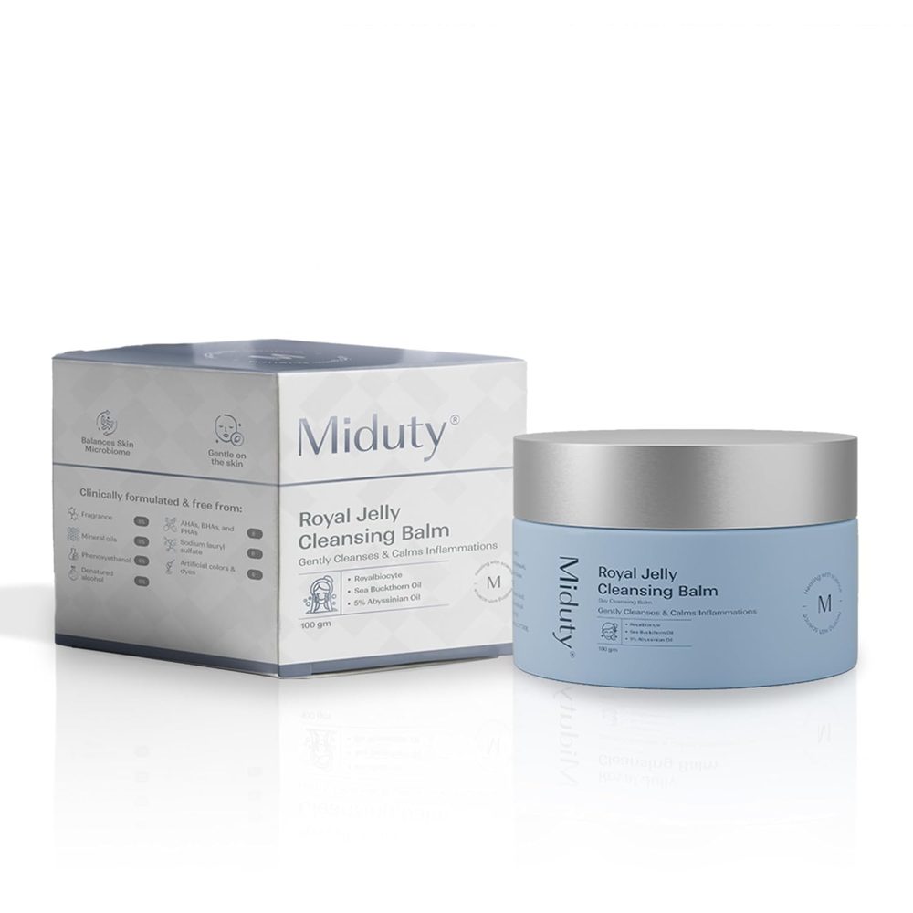Miduty Royal Jelly Cleansing Balm | Gentle, Hydrating Balm Cleanser for Makeup, Skincare, & Sunscreen Removal | Morning & Evening Balm Cleanser |All Skin Types, Including Sensitive Skin | 100 grams