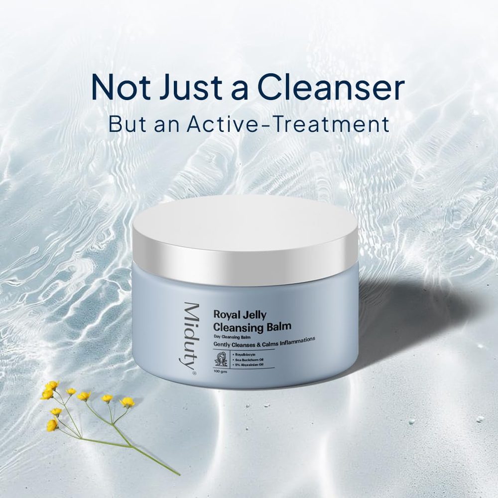 Miduty Royal Jelly Cleansing Balm | Gentle, Hydrating Balm Cleanser for Makeup, Skincare, & Sunscreen Removal | Morning & Evening Balm Cleanser |All Skin Types, Including Sensitive Skin | 100 grams