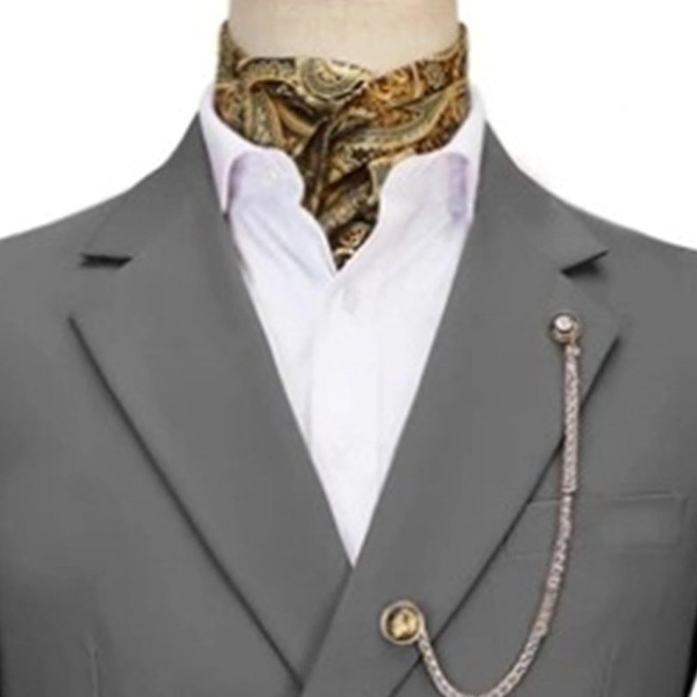 Men's 2 Piece Suit with Metal Clasp Slim Fit Suit Stylish Business Pants Casual Wedding Grooms Tuxedo Suit