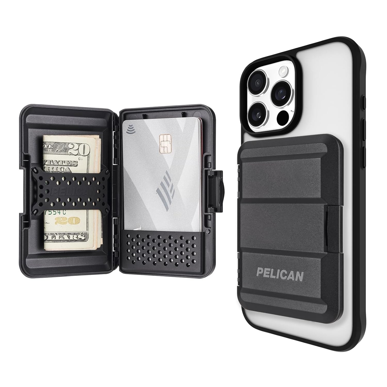Pelican MagSafe Wallet for iPhone - Snap-On Phone Magnetic Wallet - Black