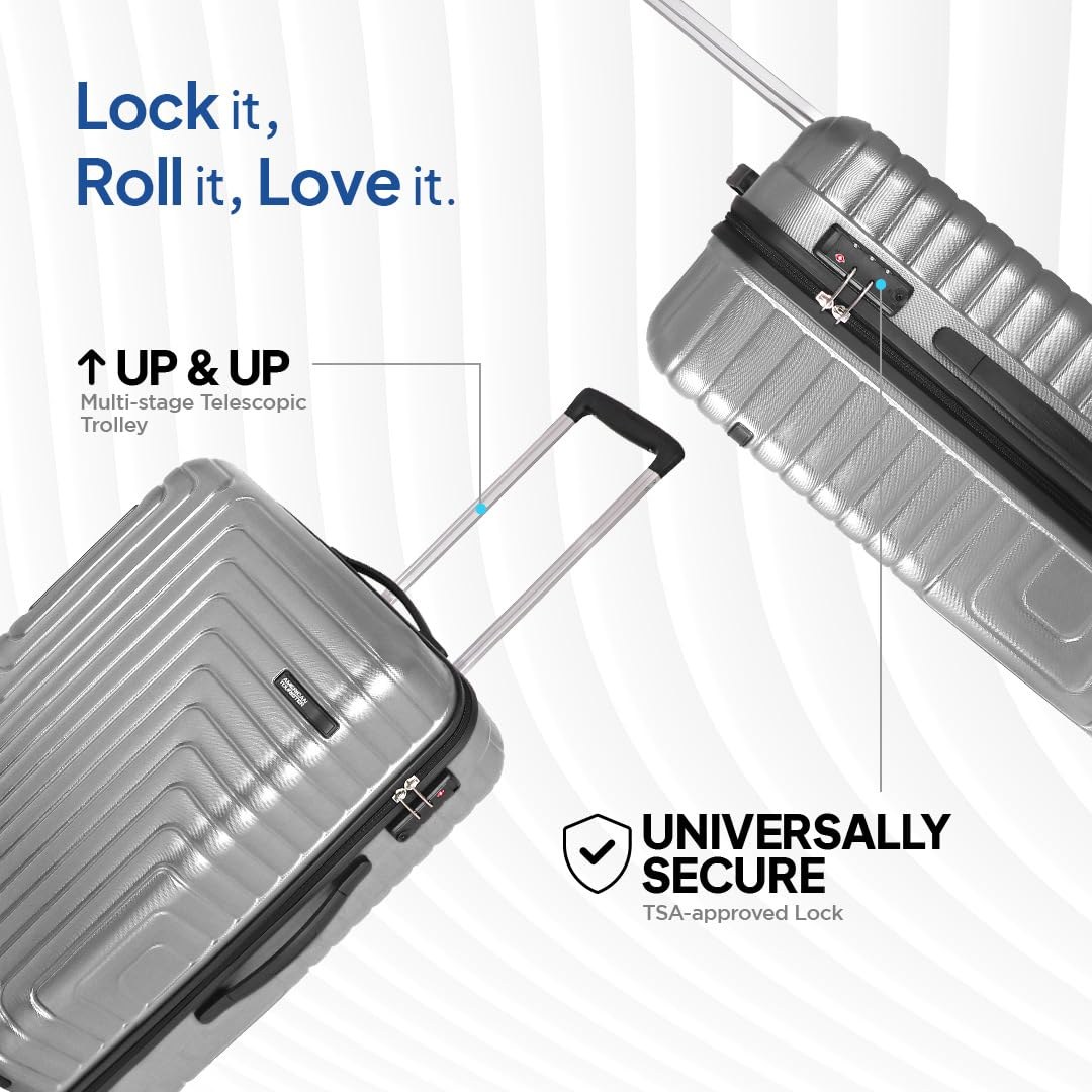American Tourister Ivy NXT|Large Size Check-in Spinner Trolley Bag (79 cm)|360° 4 Wheel Travel Luggage|Hard Case Polycarbonate (PC) Suitcase|Mounted TSA Lock|Silver