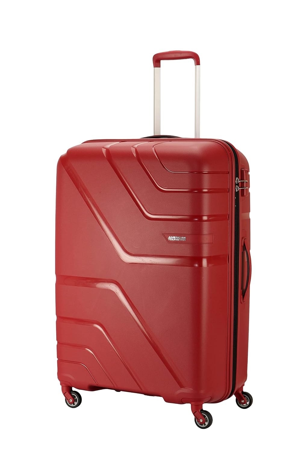 American Tourister Polypropylene 4 Wheels Trolley Bag for Travel | Upland Spinner 79 Cms Hardsided Large Check-in Luggage Bag | Suitcase for Travel | Trolley Bag for Travelling, Formula Red