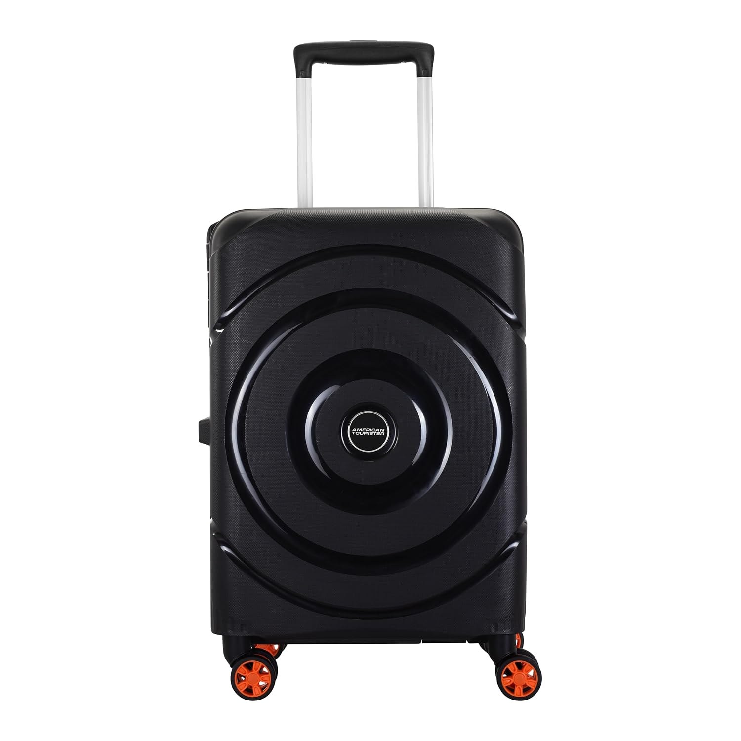 American Tourister Polycarbonate Material Circurity Max 55 cm Small Hardside Cabin Suitcase with Xtrasecu 3-Point Locking System & Double Spinner 8 Wheels for Unisex - Black