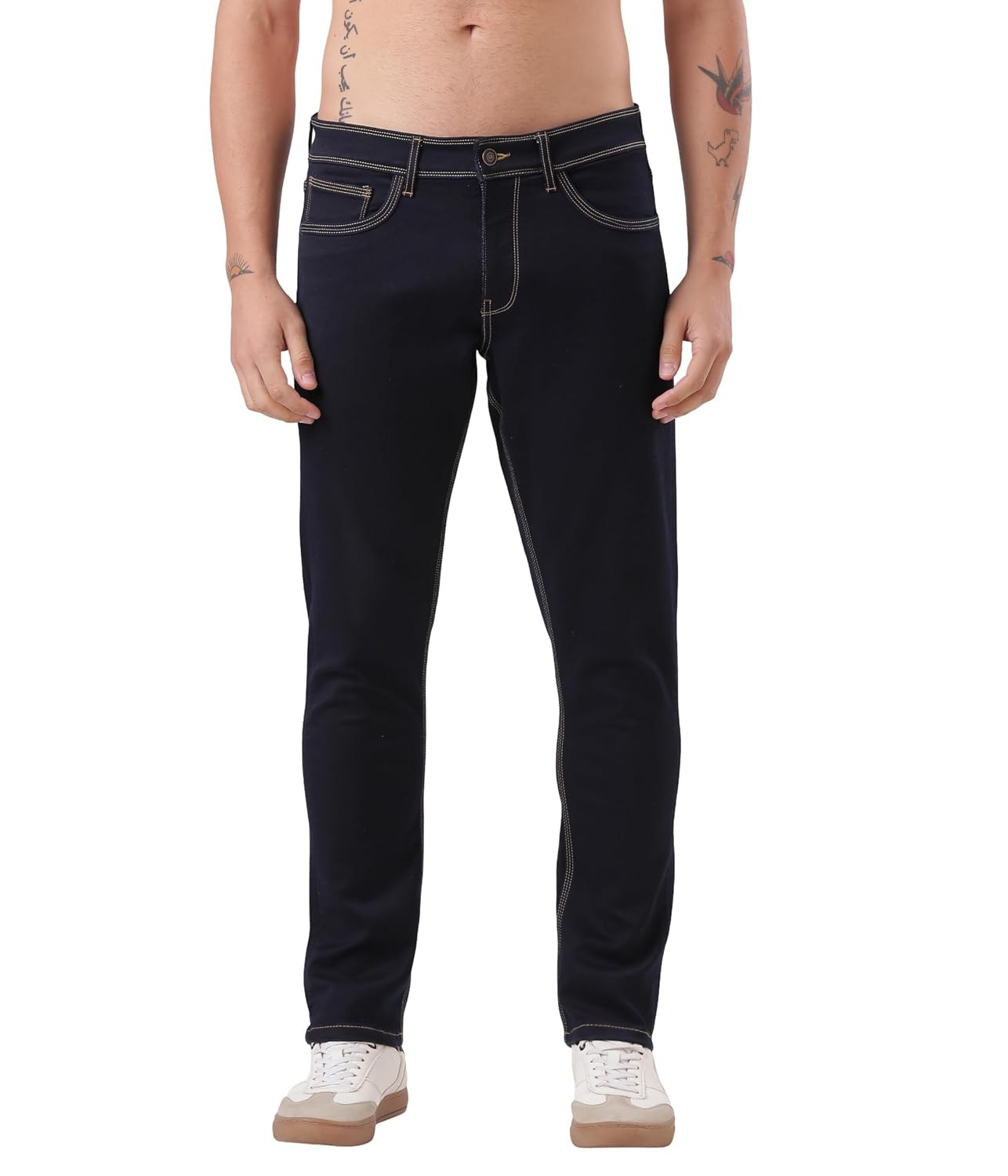 TURMS Men's Cool Tech Travel Edition Jeans, Odor Control & UV Protectant, Mid Rise Traveler Comfort Denim, Stretchable & Comfortable, Cotton Rich Fabric