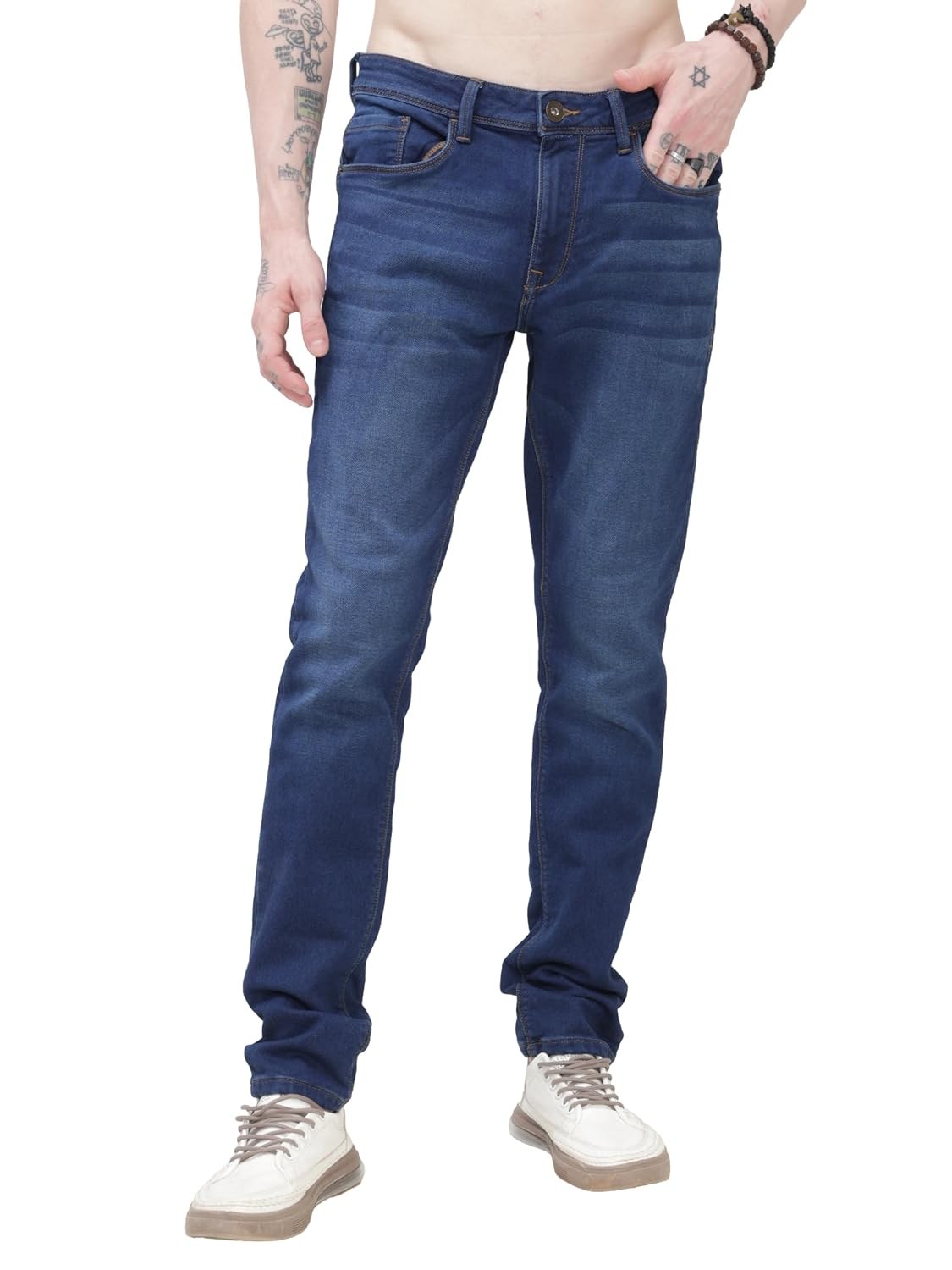 TURMS Men's Anti Stain Jeans 30 Days No Wash Anti Odor Casual Mid Rise Denim Pants | Traveler Comfort Stretchable Breathable Cotton Rich