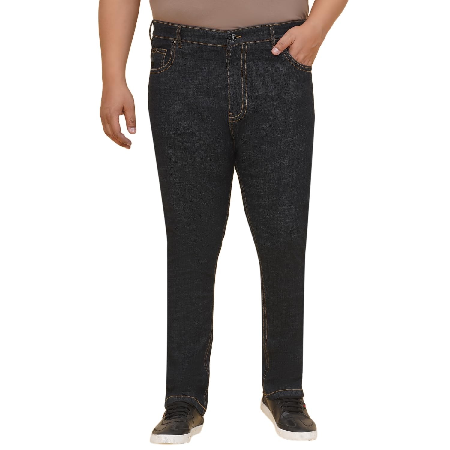 JOHN PRIDE Plus Size Men Regular Fit Mid Rise Stretchable Navy Blue Jeans