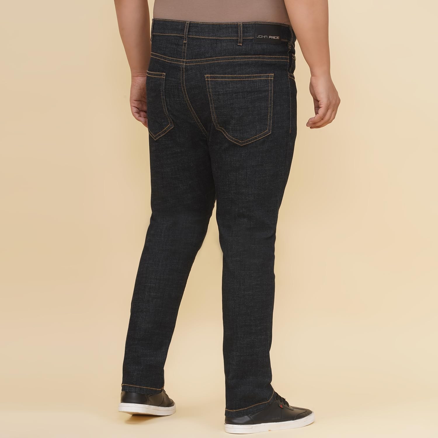 JOHN PRIDE Plus Size Men Regular Fit Mid Rise Stretchable Navy Blue Jeans