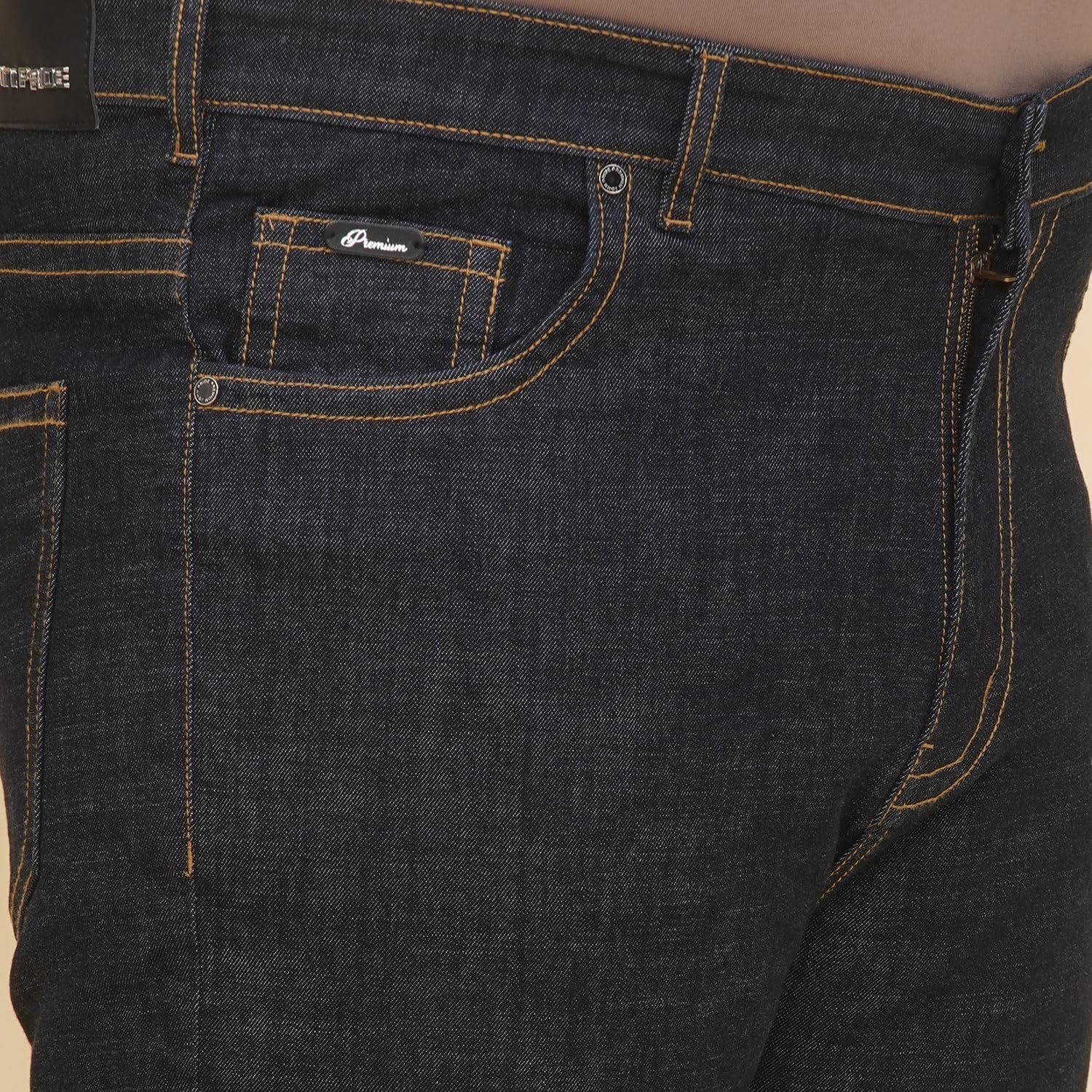 JOHN PRIDE Plus Size Men Regular Fit Mid Rise Stretchable Navy Blue Jeans